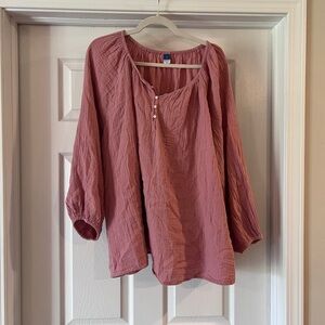 NWOT Old Navy Dusty Rose Button-Front Peasant Top